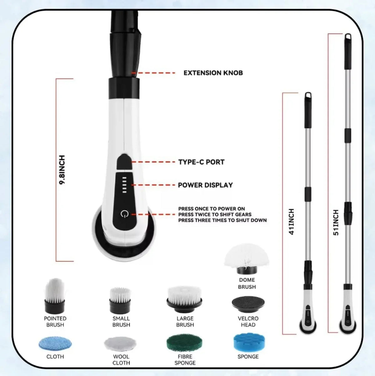 9-in-1 Cordless Electric Spin Cleaning Scrubber