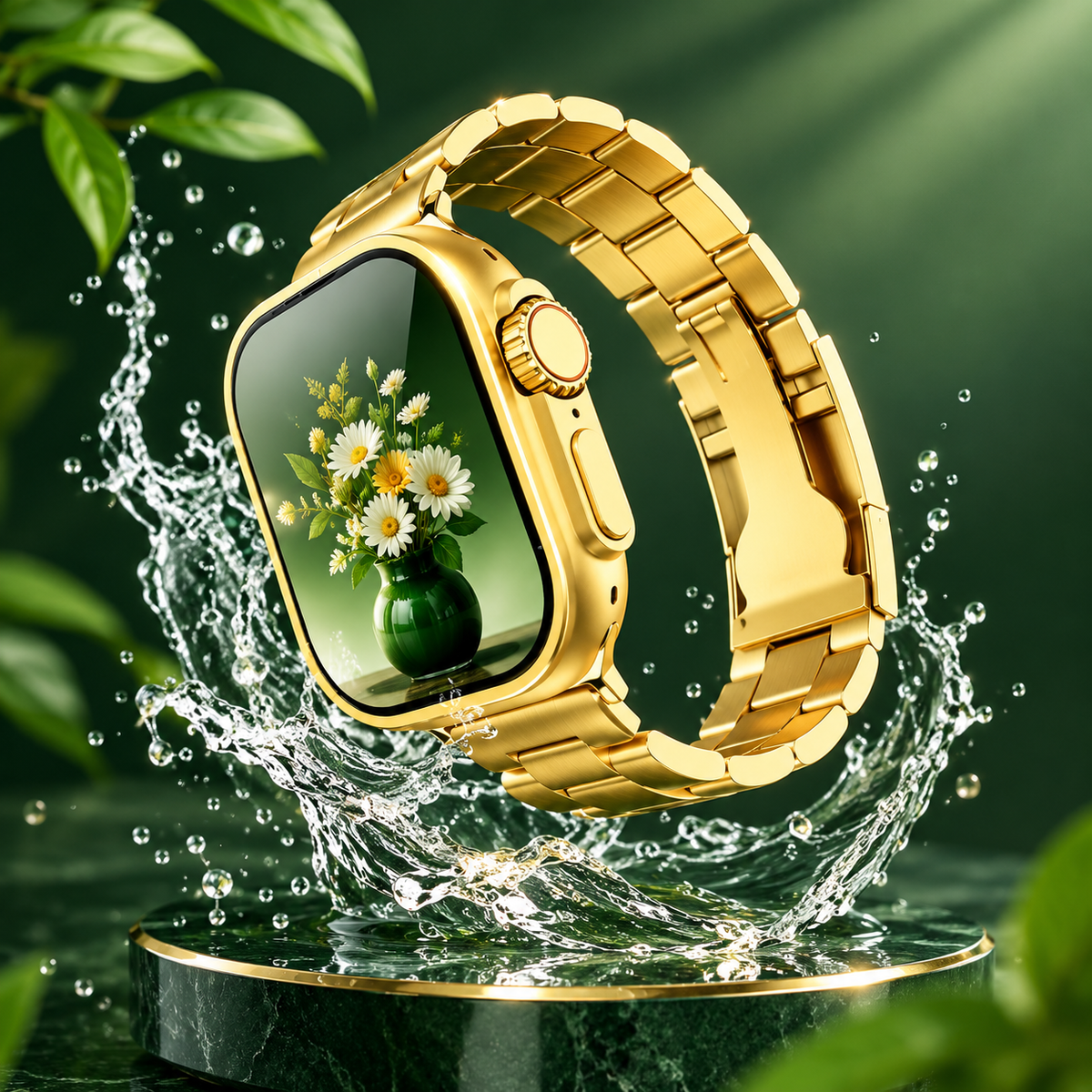 Luxury Gold Smart Watch Metal Strap