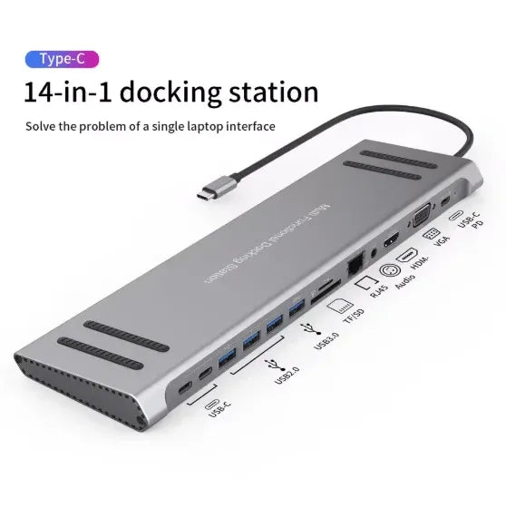 14-in-1 USB-C Docking Station Multiport Hub