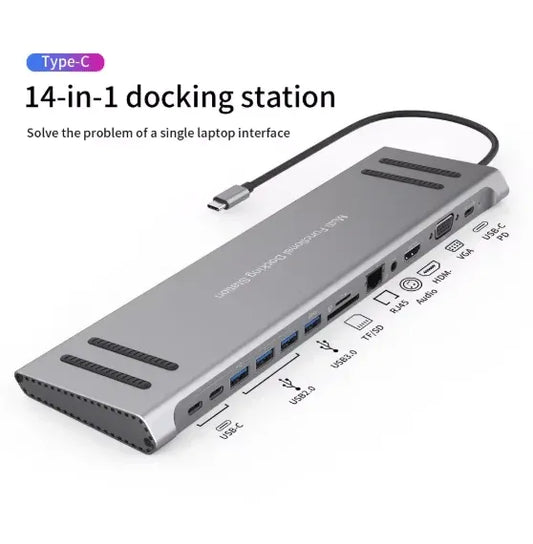 14-in-1 USB-C Docking Station Multiport Hub