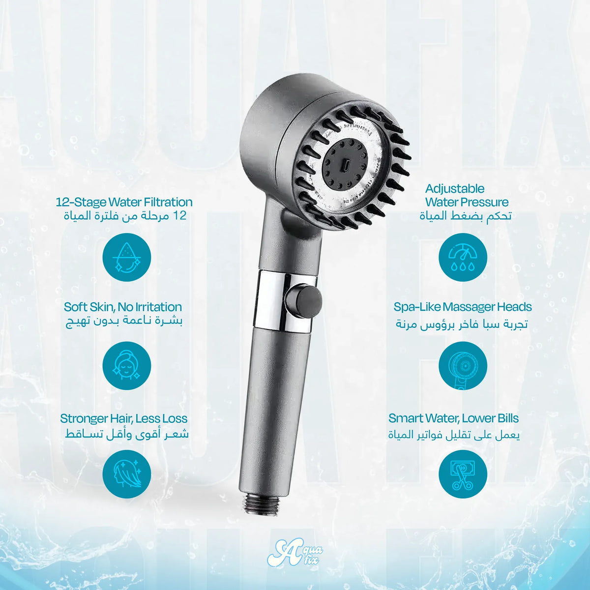 High Pressure Filtered Shower Head 3 Mode