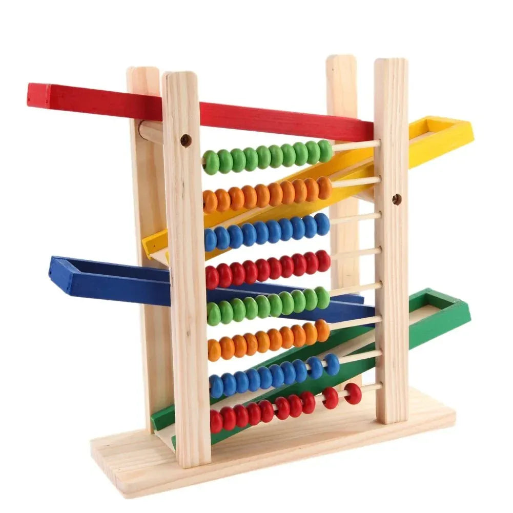 Wooden Abacus & Ramp Vehicle Learning Toy Set