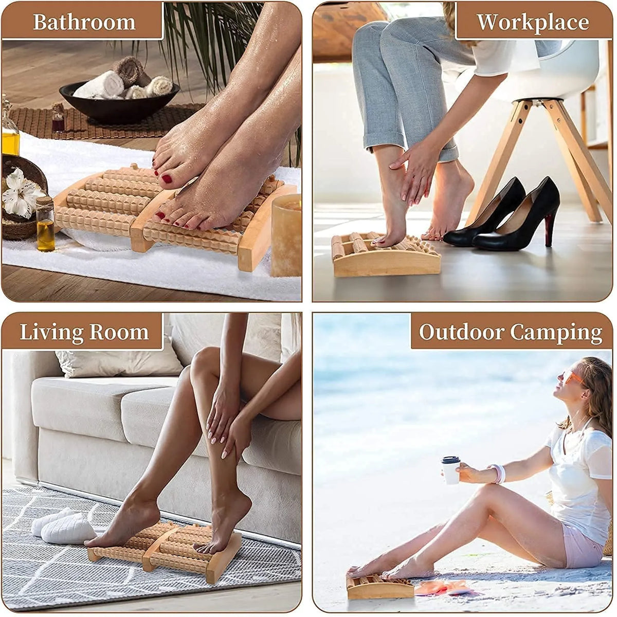 Wooden Foot Massager Roller Reflexology