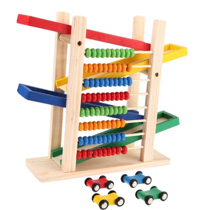 Wooden Abacus & Ramp Vehicle Learning Toy Set