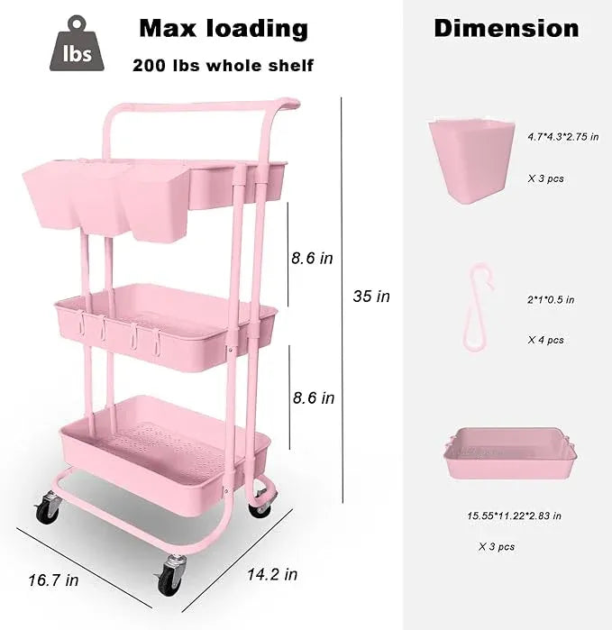 Slim Rolling Storage Cart Organizer