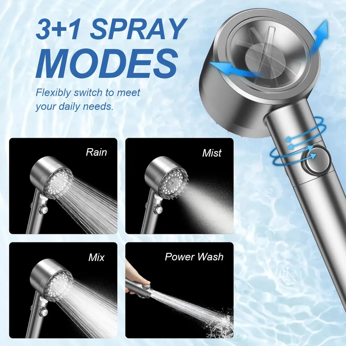High Pressure Filtered Shower Head 3 Mode