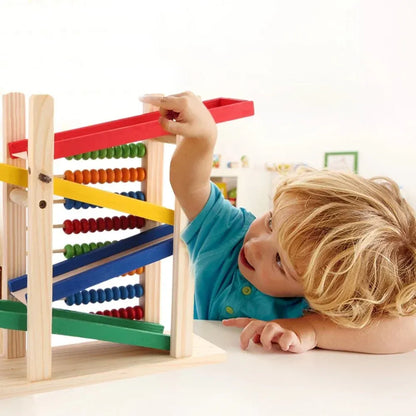 Wooden Abacus & Ramp Vehicle Learning Toy Set