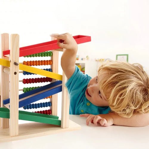 Wooden Abacus & Ramp Vehicle Learning Toy Set