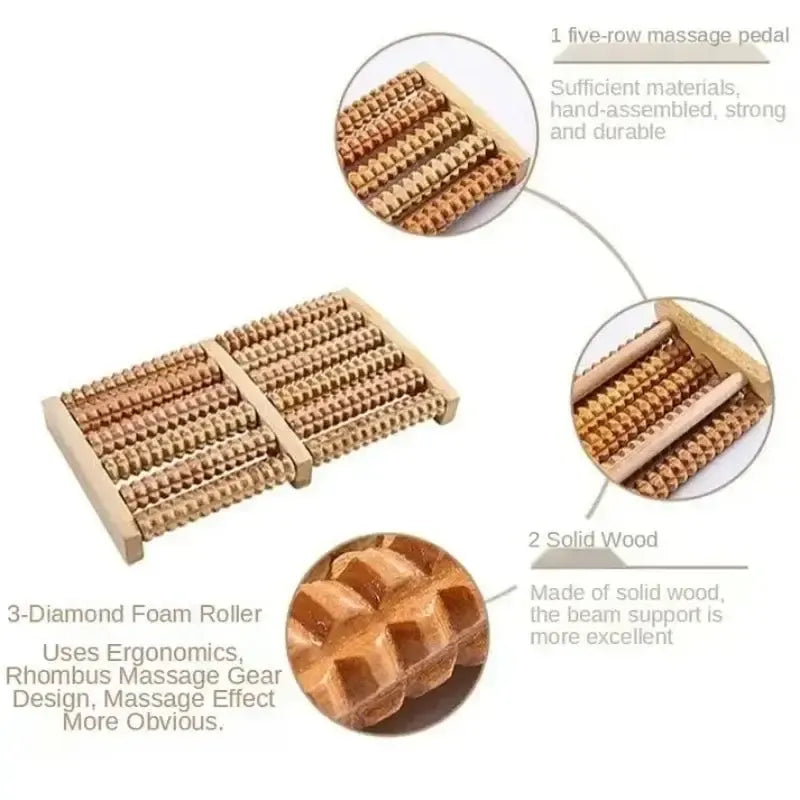 Wooden Foot Massager Roller Reflexology
