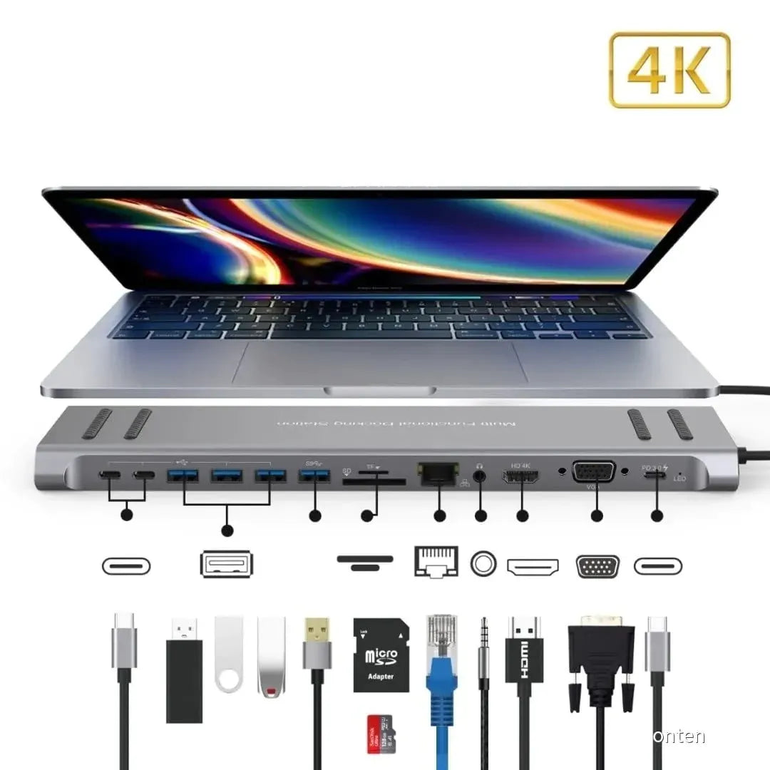 14-in-1 USB-C Docking Station Multiport Hub